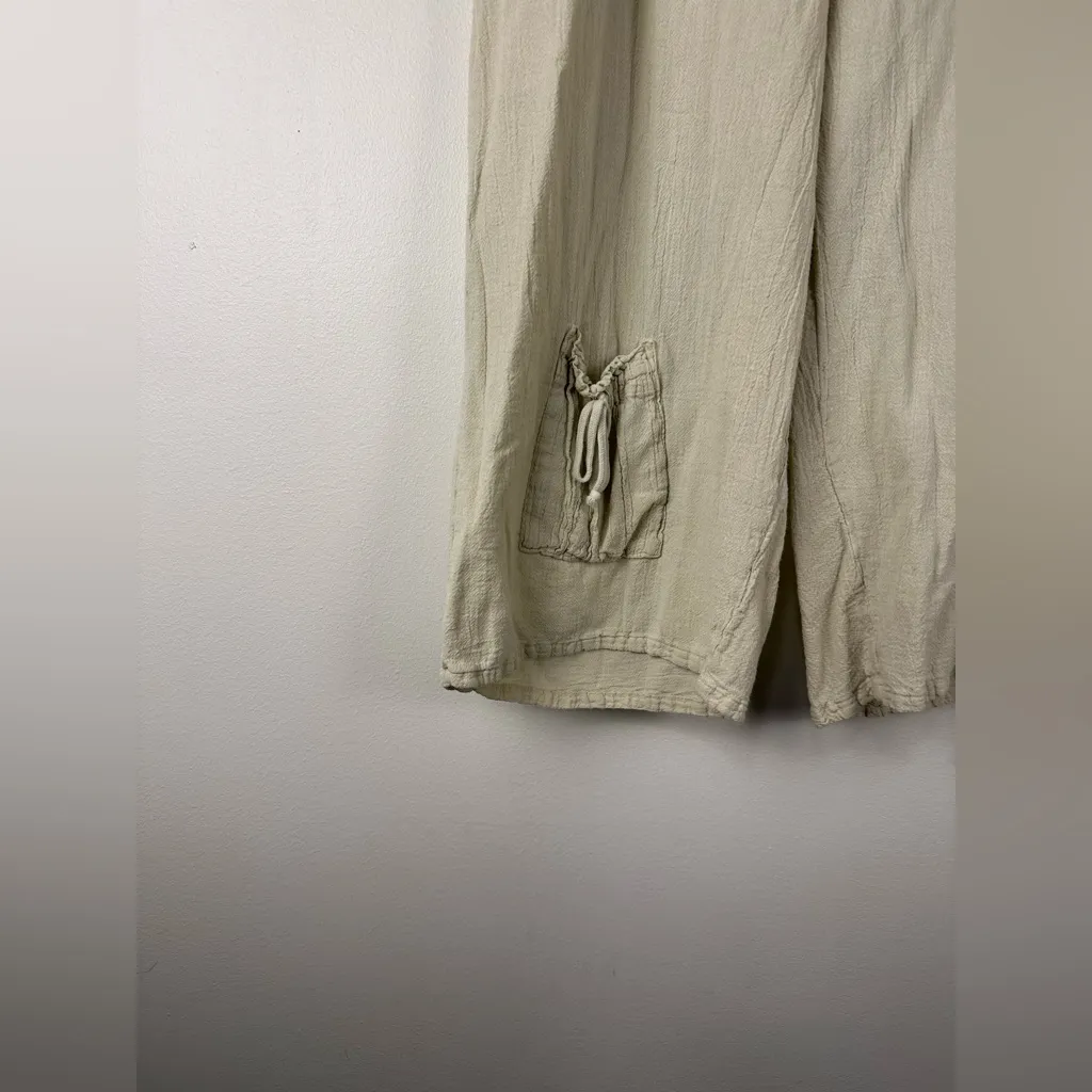Oh My Gauze Taupe Sammy Cotton Gauze Flowy Capri Pants Women’s Sz 3 Tan Size L - Image 3