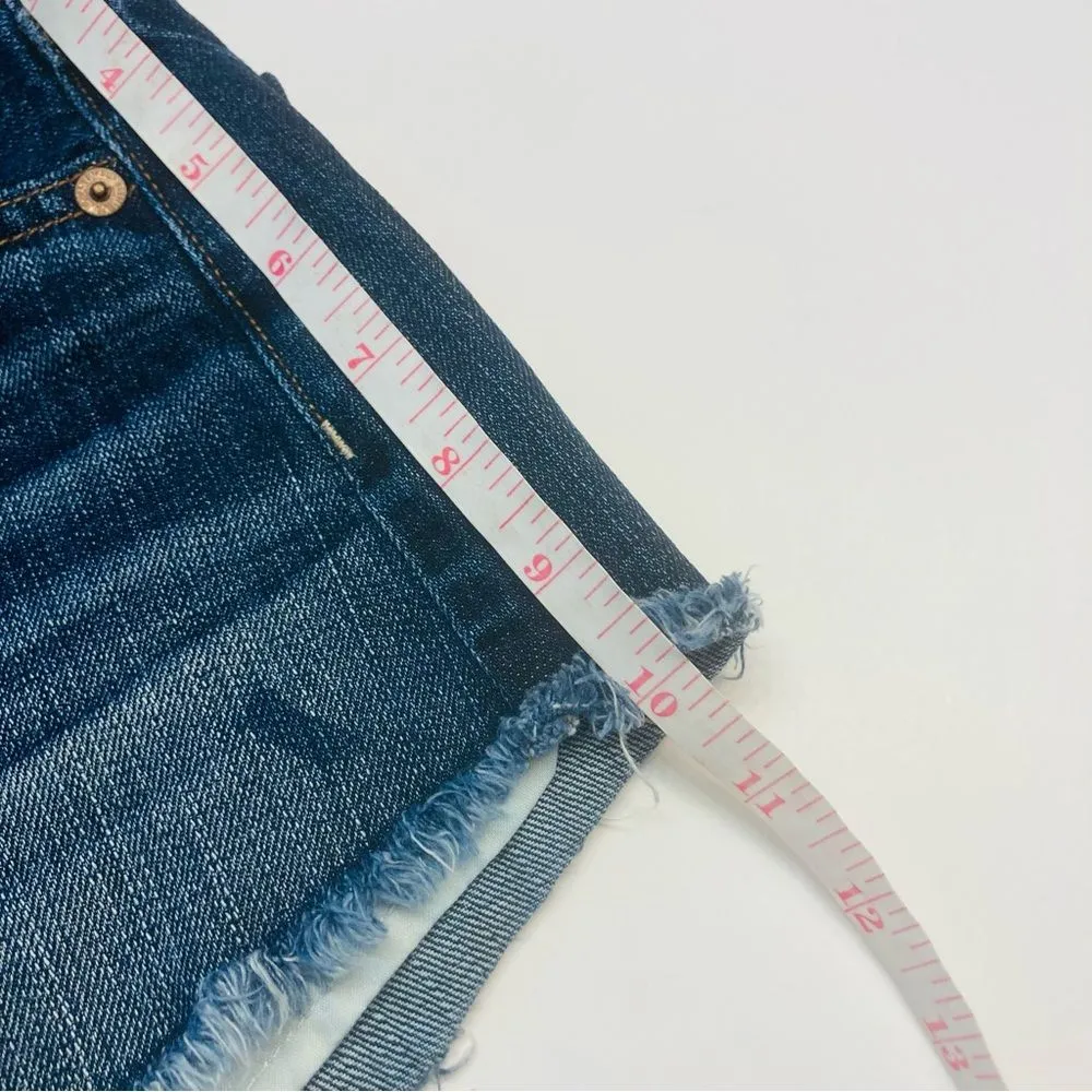 American Eagle Hi-rise Festival Jean Denim Shorts Raw Hem Cut Off‎ Size 0 Blue - Image 6
