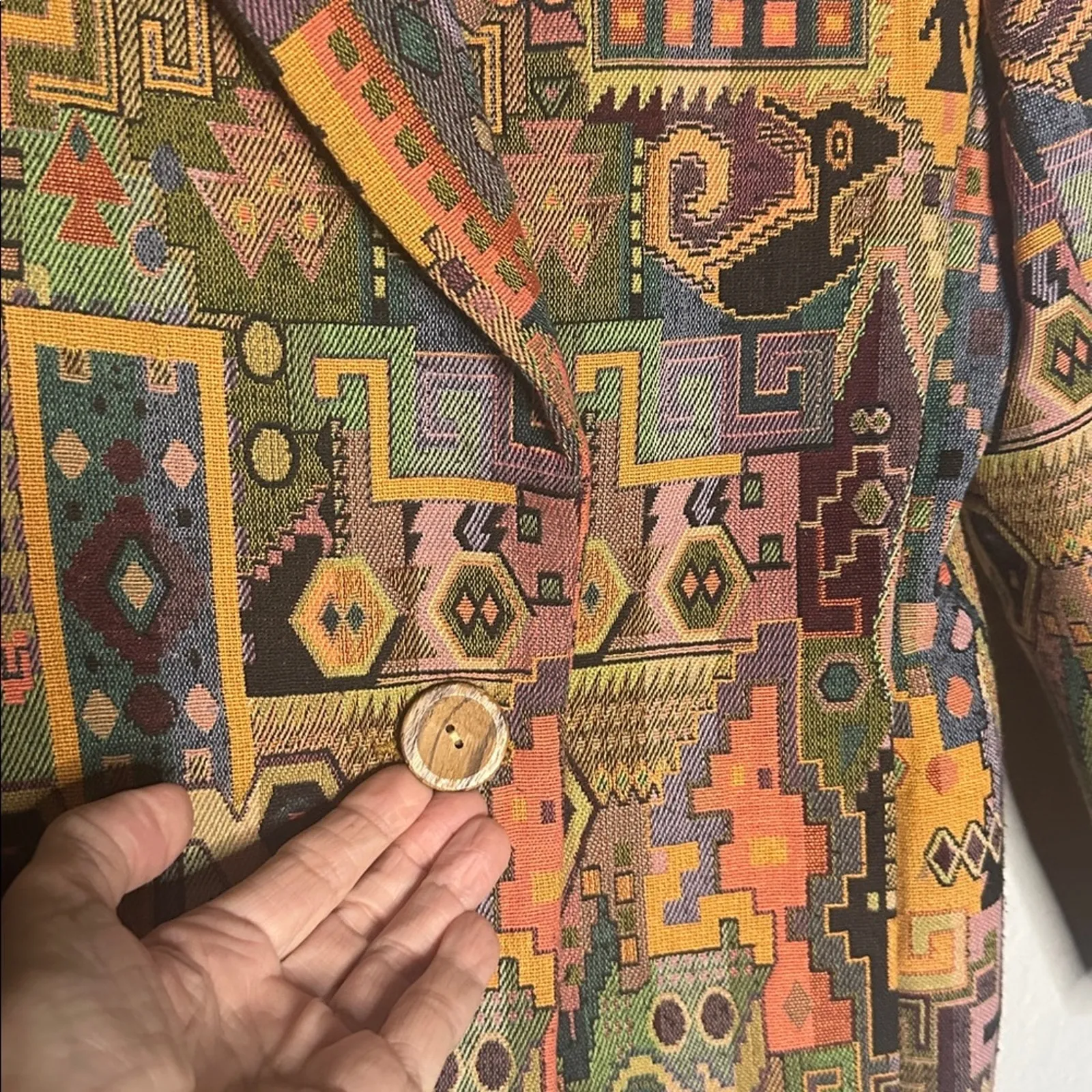 Vintage Etienne Aigner Tapestry Blazer Jacket Lined Artsy 90s Designer USA Made - Image 5