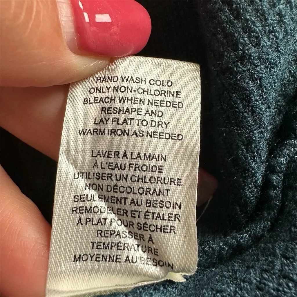 NWT T Tahari Women's Blue Dark Teal Waffle Knit Pullover Sweater S Long Sleeve - Image 6