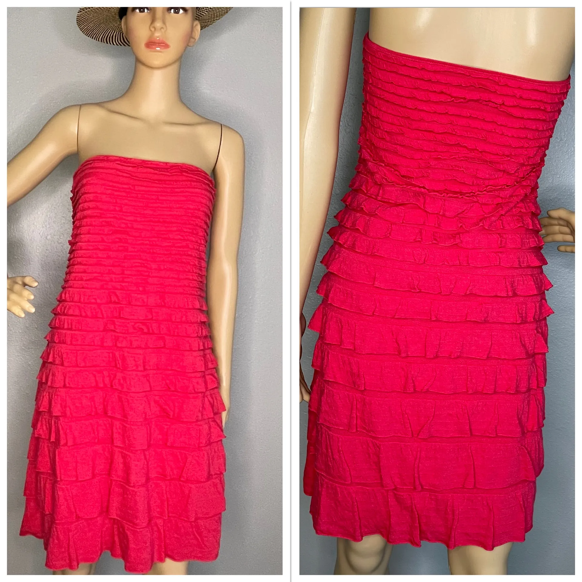 NWT  Hot Pink Strapless Ruffled Mini Dress Size Large - Image 15