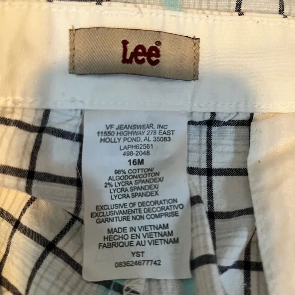 Lee Women's Checkered Capris - Black, White, Blue - Image 6