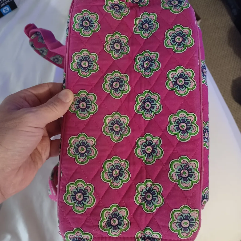 Vera Bradley Campus Backpack Pink Flower Hipster Gently Used - Image 8