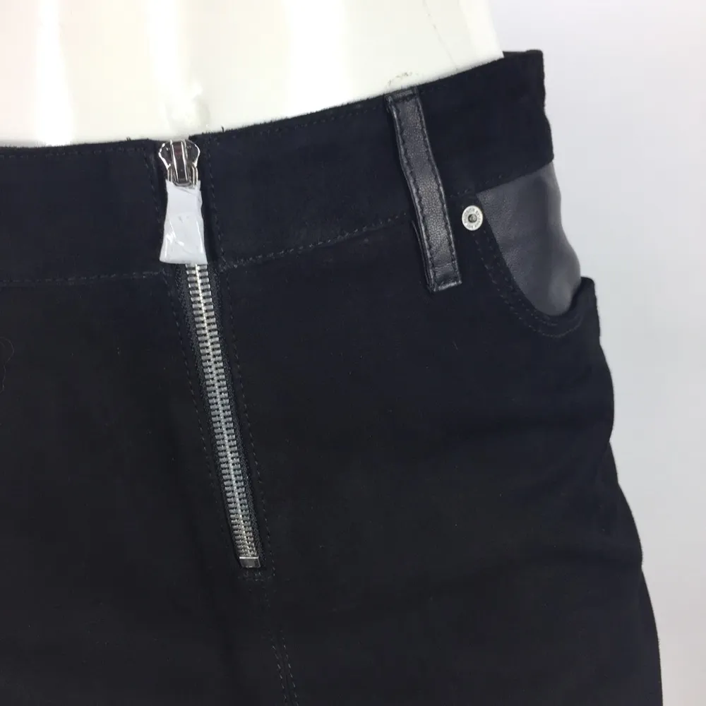Hudson Suede Leather Mini Skirt Black Sz 26 - Image 5