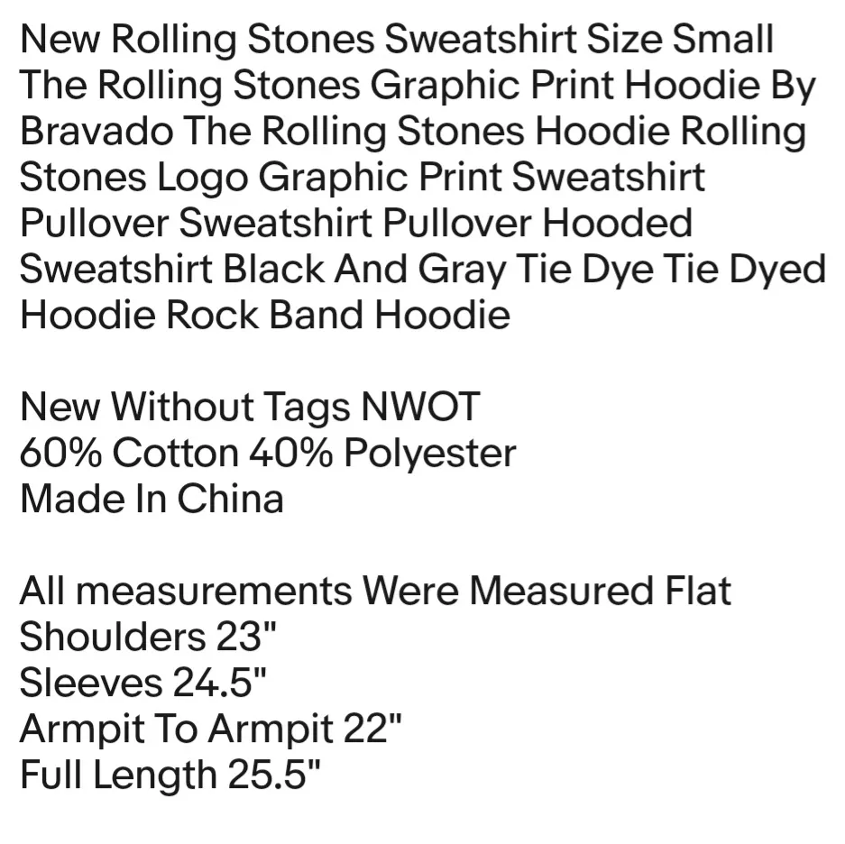 New Rolling Stones Sweatshirt Size Small The Rolling Stones Graphic Print Hoodie By Unisex - Image 2