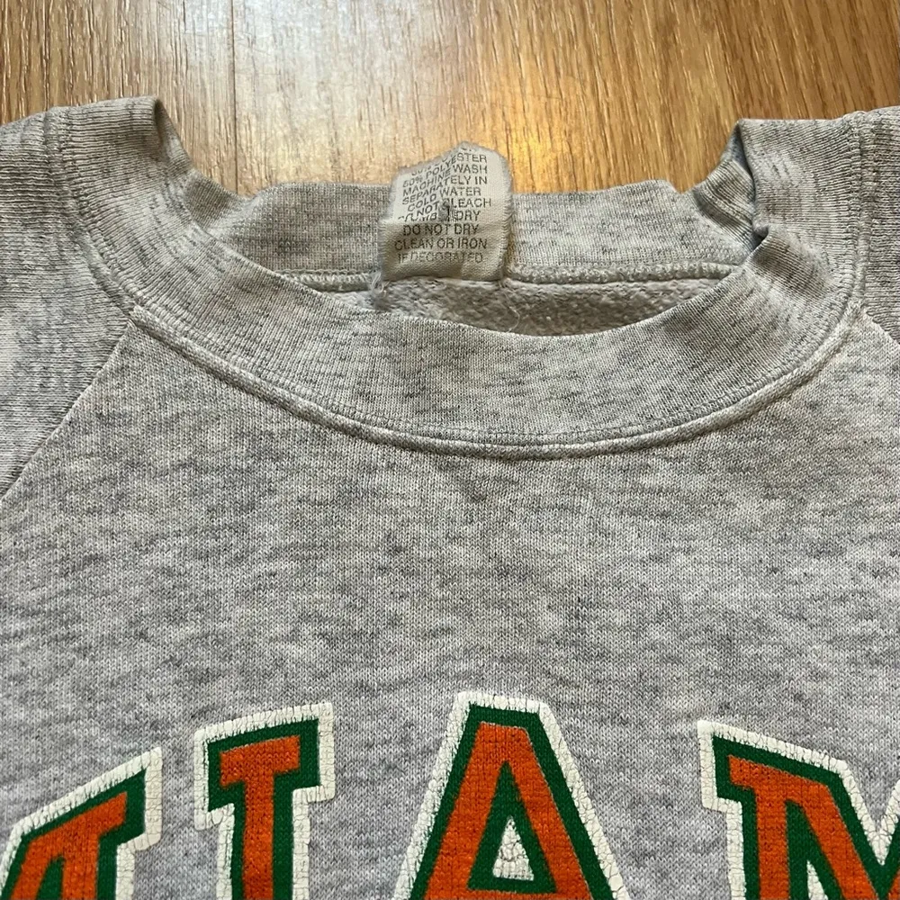 VTG 90s University Of Miami Hurricanes College Football Sweater Adult XL NCAA Gray - Image 4