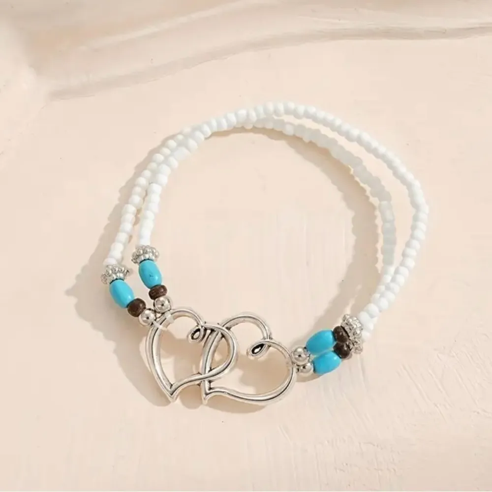 Double Heart Necklace & Bracelet Set NWT White - Image 7