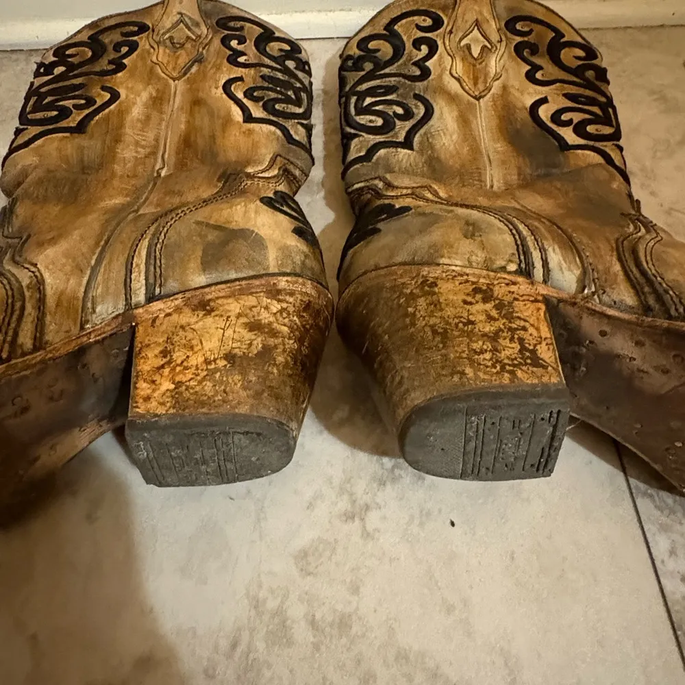 Distressed Brown Embroidered Cowboy Boots - Image 13