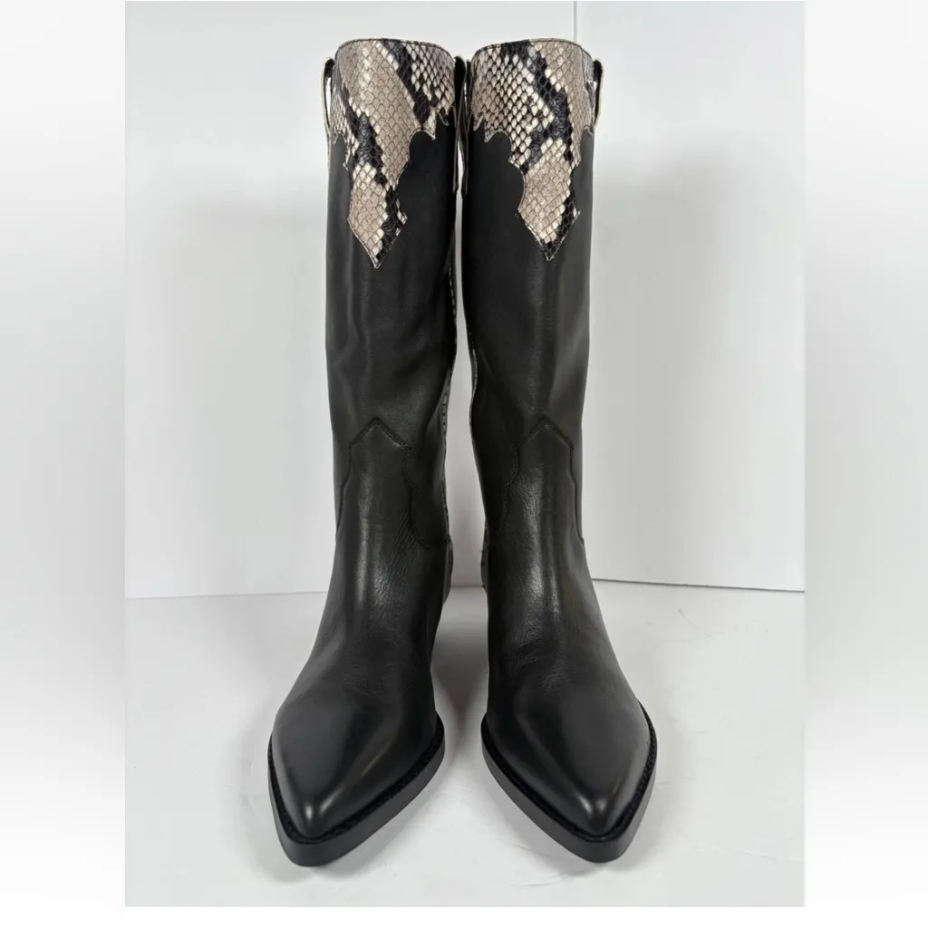 Marc Fisher LTD Hilaria Women’s Sz 8 Black Leather Snakeskin Western Boots - Image 4