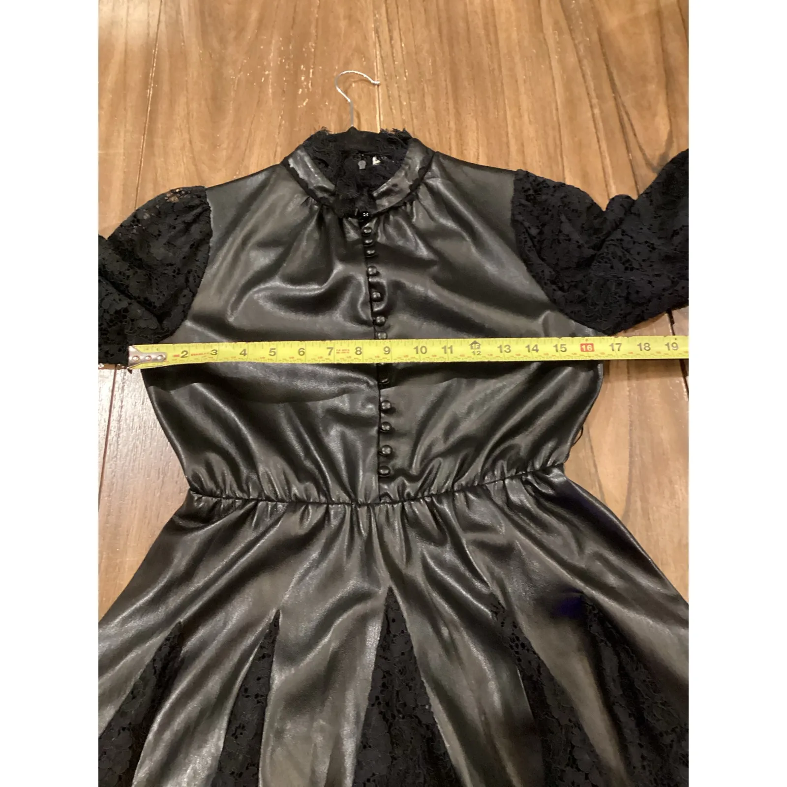 Alice + Olivia Mina Faux Leather and lace long sleeve Mini Dress 0 - Image 6