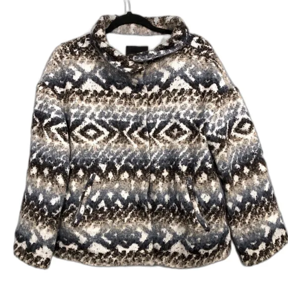 Fifteen Twenty Multi Funnel Neck Wool Blend Jacket Med Aztec Grandpa Eclectic - Image 1