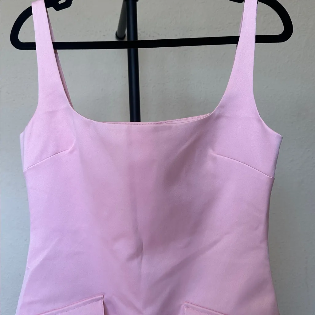 House of CB Cosette Rose Shadow Pink Satin sieve sleeveless mini Dress NWOT sz L - Image 6