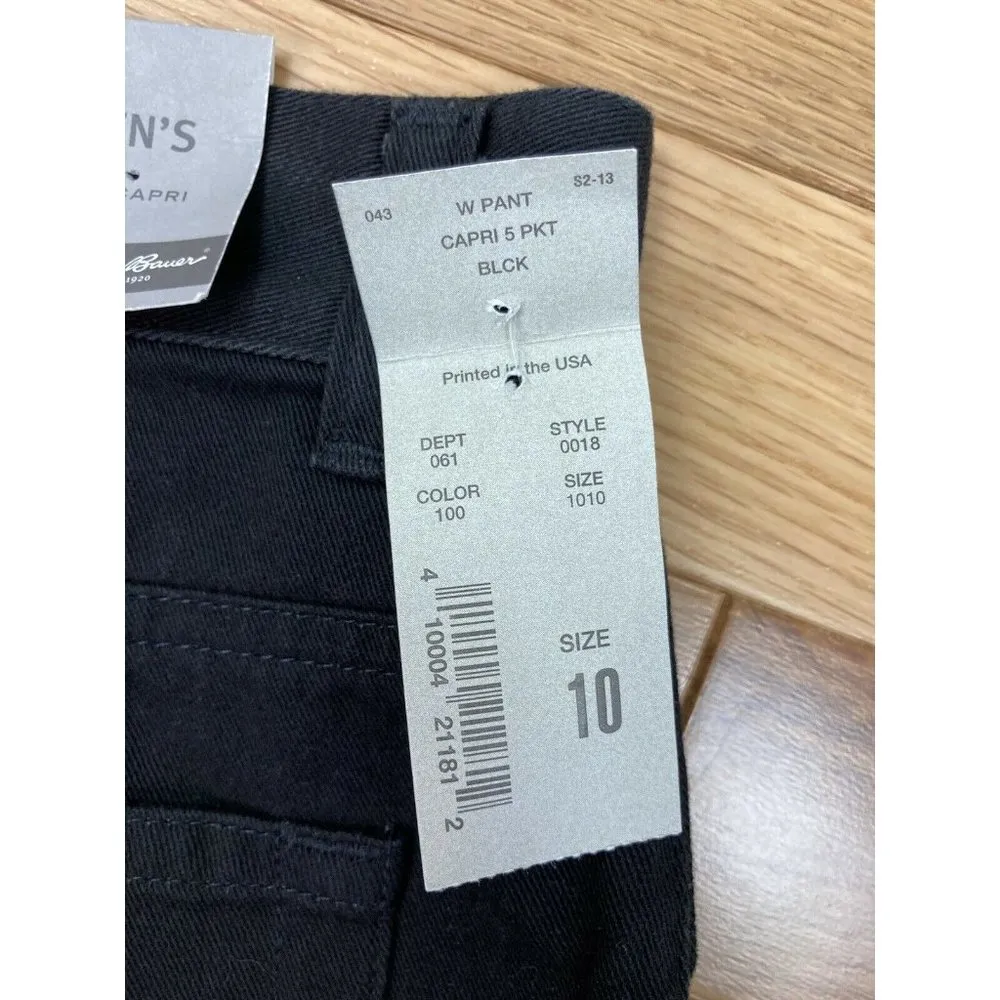 New Eddie Bauer Capri Jean Pant Womens 10 Black 5 Pocket Casual Tapered Leg Crop - Image 6