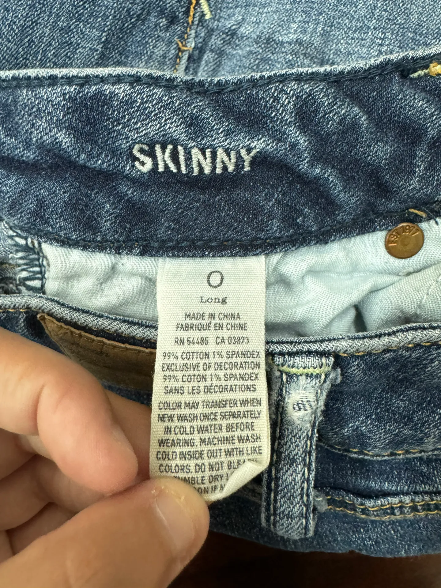 Stretch Skinny Denim Jeans Size 0 Long - Image 7