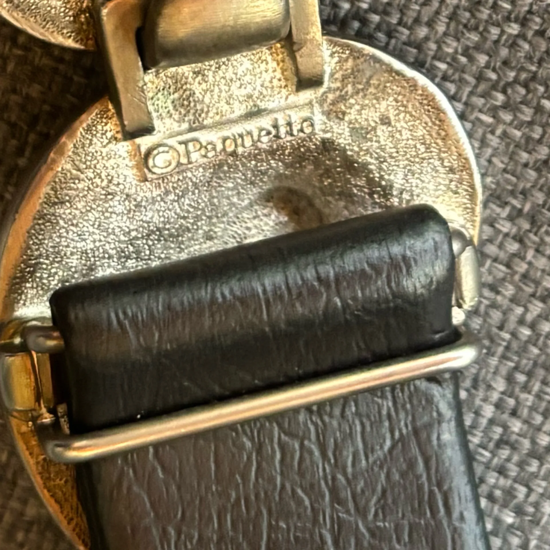 Paquette black leather conch belt size small - Image 6