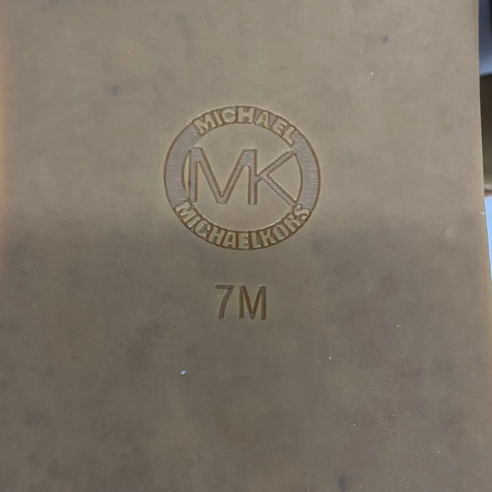 Michael Kors Tan Leather‎ Double Buckle Cork Platform Sandals Slides Sz 7-flaw - Image 13