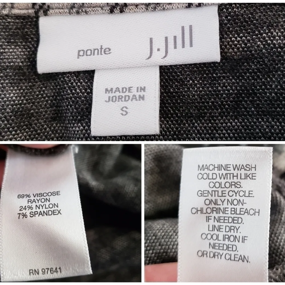 J. Jill Houndstooth Ponte Knit Boxy Top Blouse Size Small Black - Image 11