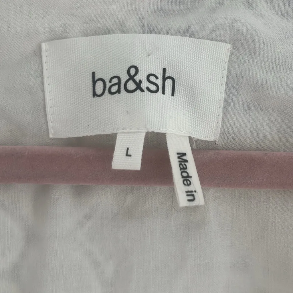 Ba&sh Lace Dress White Crochet Short Bell Sleeves A Line Size Large NWT - Image 6