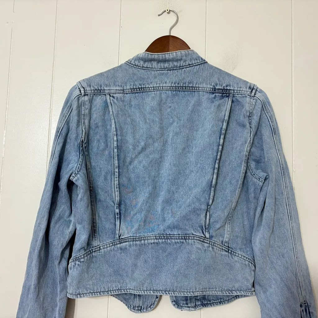 Jason Wu  Zip-Up Denim Jacket 100% Cotton Light Wash Size M - Image 9