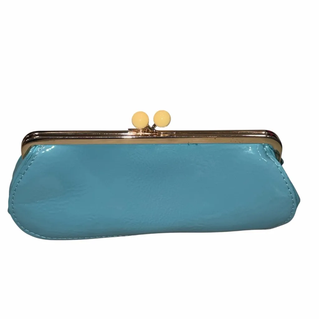 Miu Miu Turquoise Blue Patent Glossy Kisslock Clutch Wallet Bag - Image 3