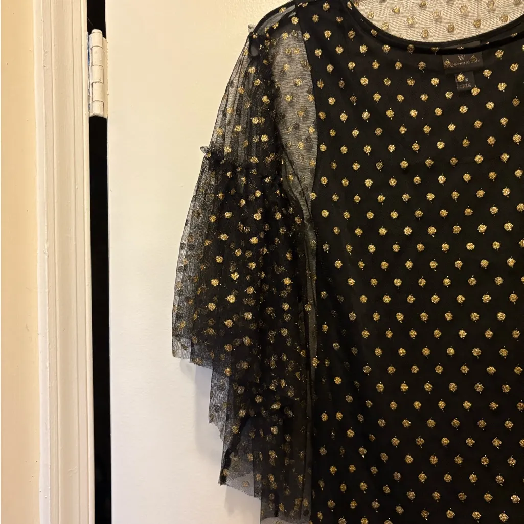 Worthington Black Blouse with Gold Accents - Image 4