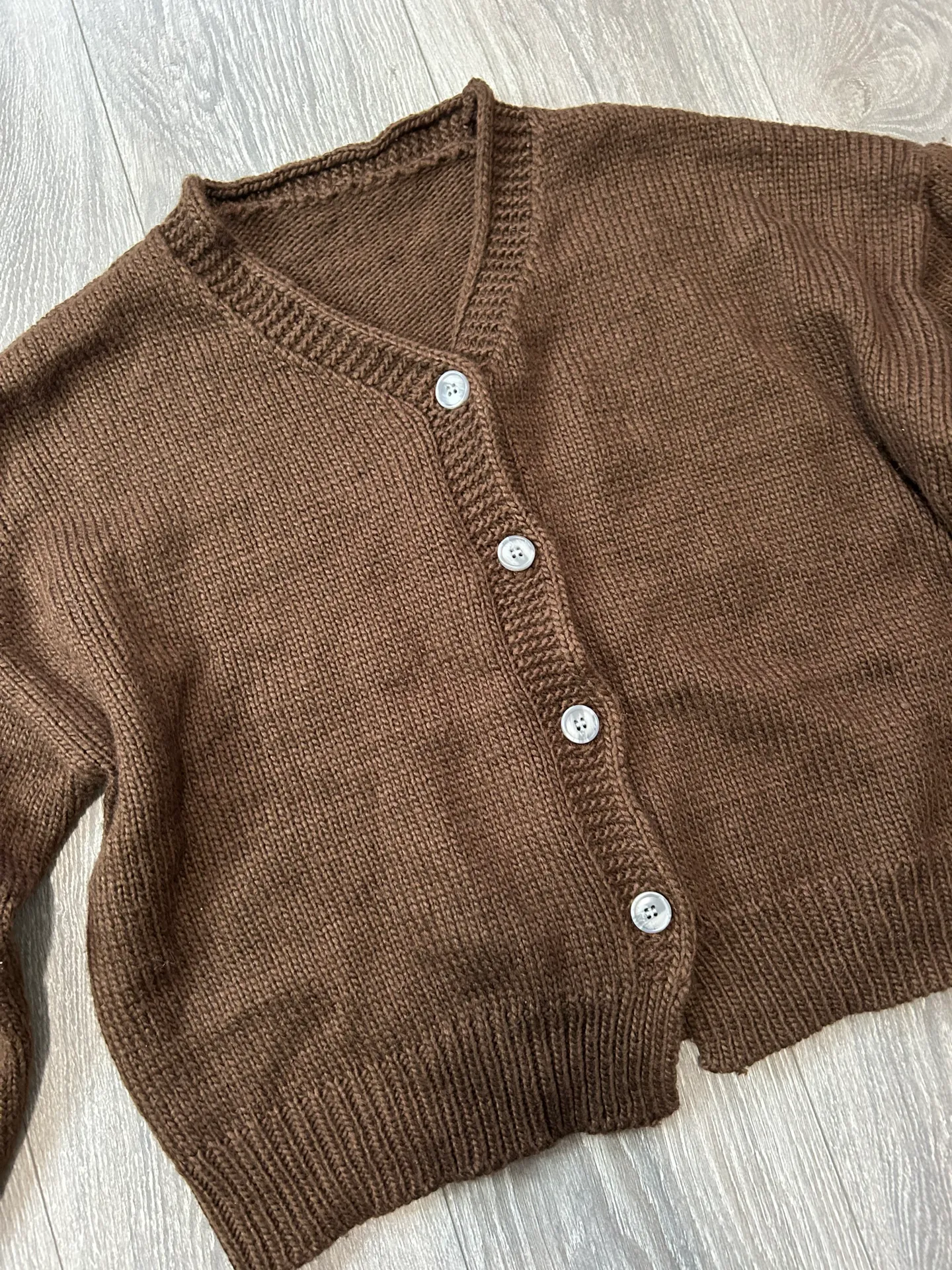 Women’s Brown Knit Cardigan Sweater Size Large - Image 2
