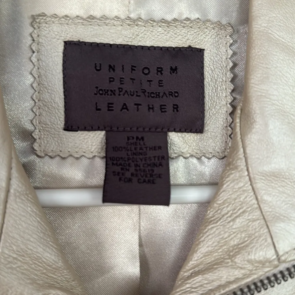 JohnPaulRichard Metallic Cream Leather Jacket M Size undefined - Image 7