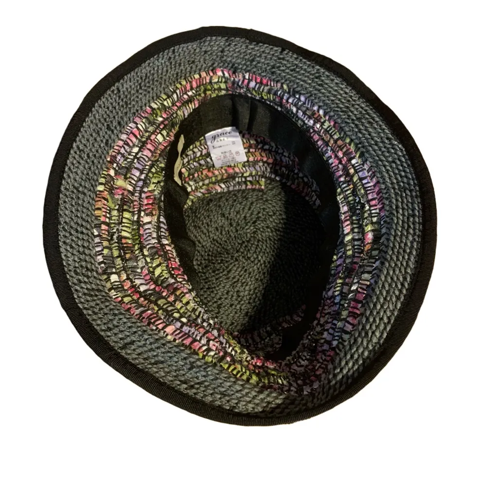 GRACE HATS BLACK & PINK CLOCHE STYLE COTTON & PAPER HAT Multiple - Image 7