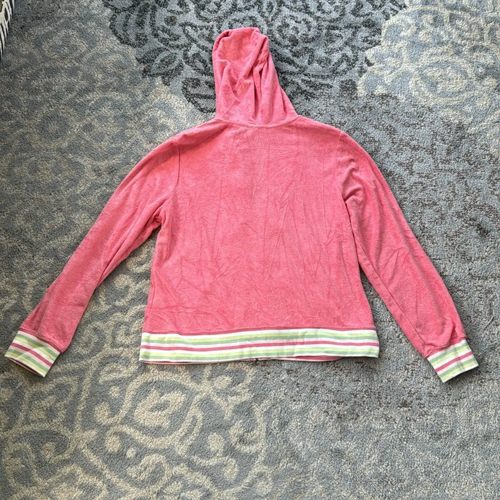 Route 66 Terry Cloth Zip Up Hoodie Pink Large - Image 4