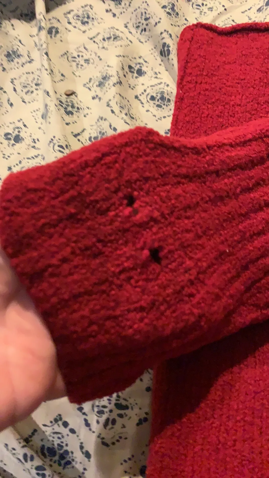 Red Wool Blend V Neck Sweater XL - Image 5