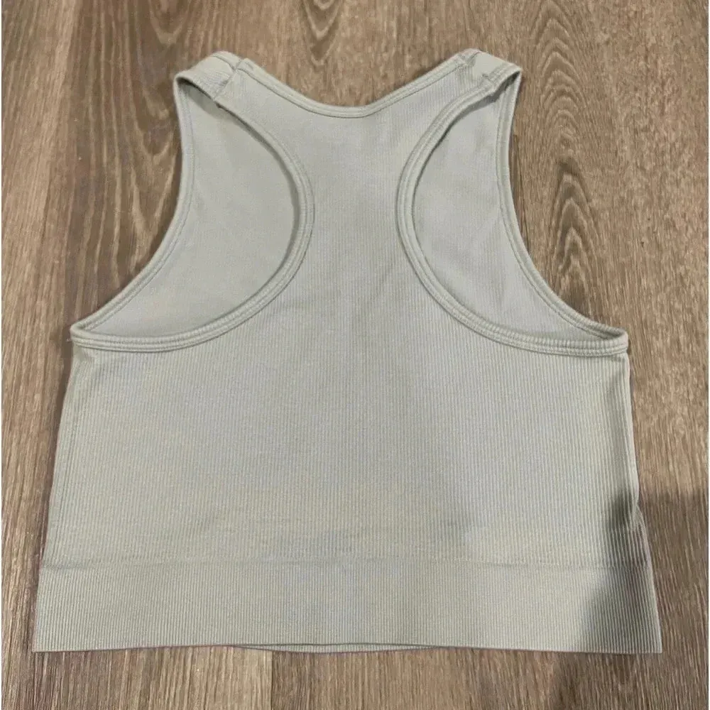 Grey High Neck Tank Top With Cutout Gray Size M - Image 4