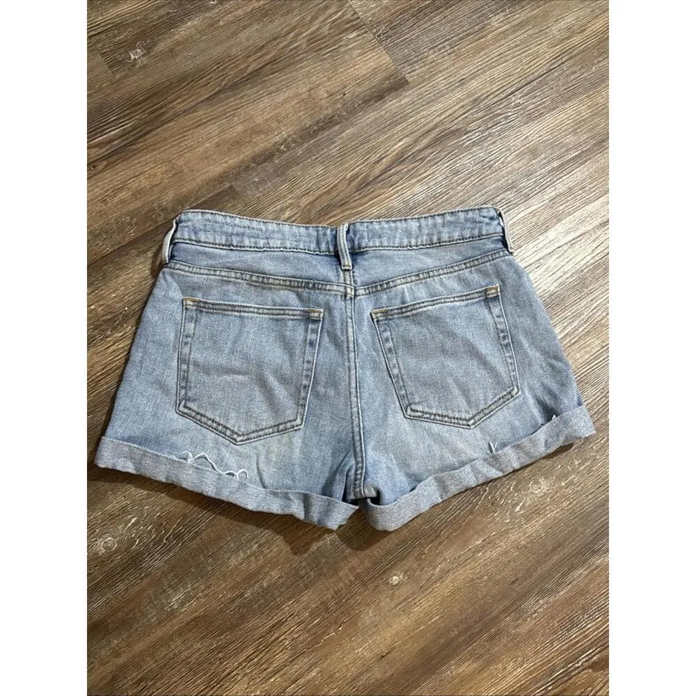 PacSun Light Wash Boho Equestrian Western Cactus Floral Denim Cutoff Shorts 24 - Image 12