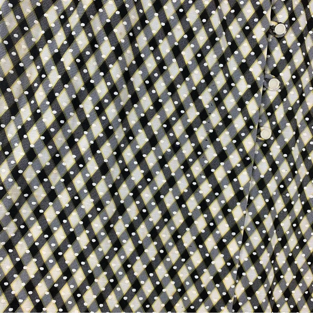 Vintage 70s woman's 6 8 small medium maxi dress black white pattern Wednesday lo - Image 10