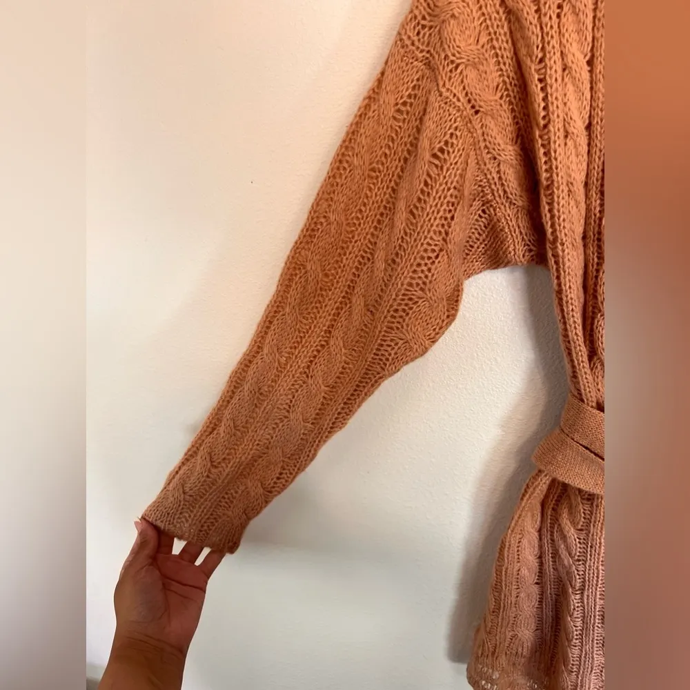 Tularosa NWT Clyde Rose Soft Open Cable Knit Mid Wrap Cardigan Size S - Image 5