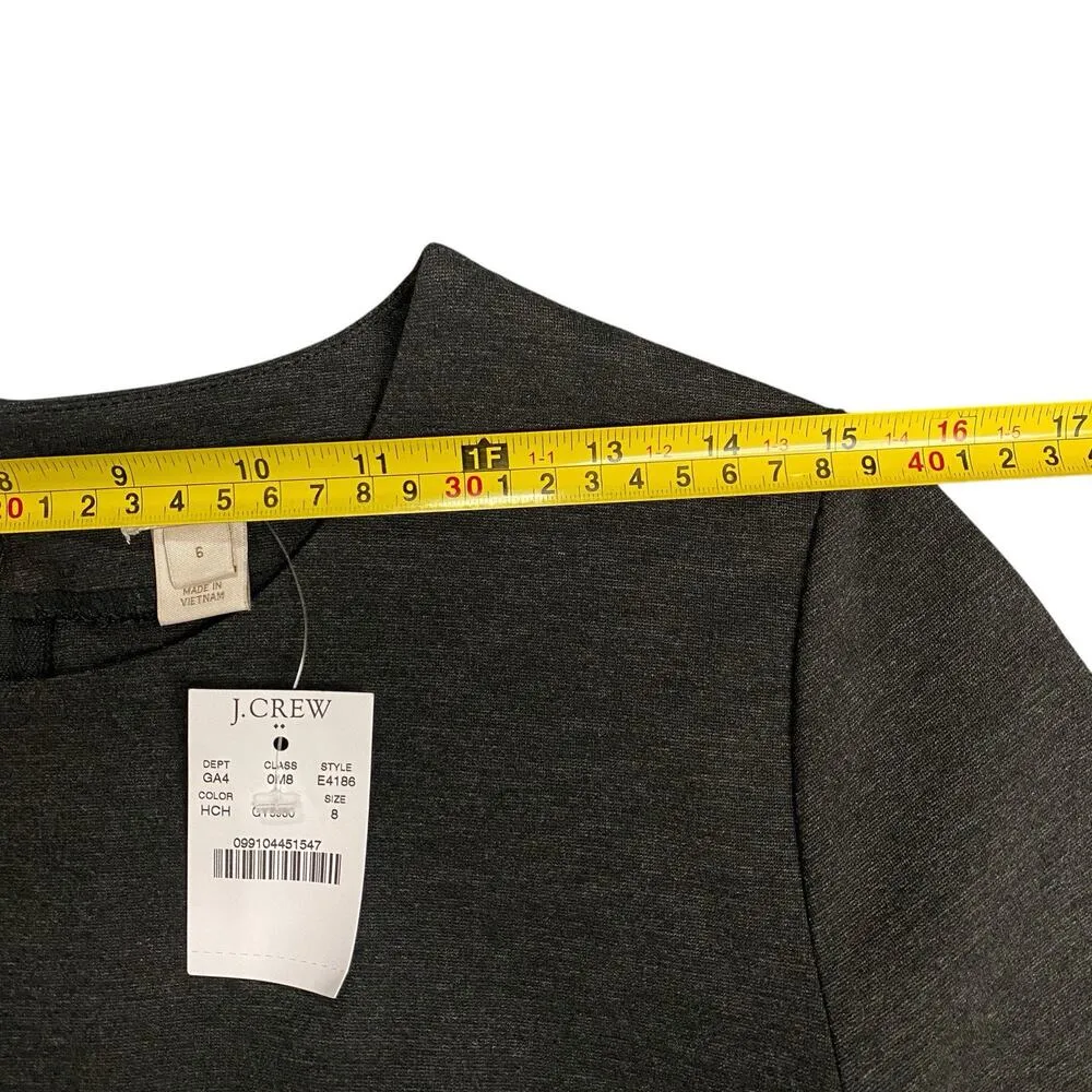J.Crew Factory Sheath Ponte Dress Women 6 Charcoal Gray Long Sleeve Office Work - Image 2