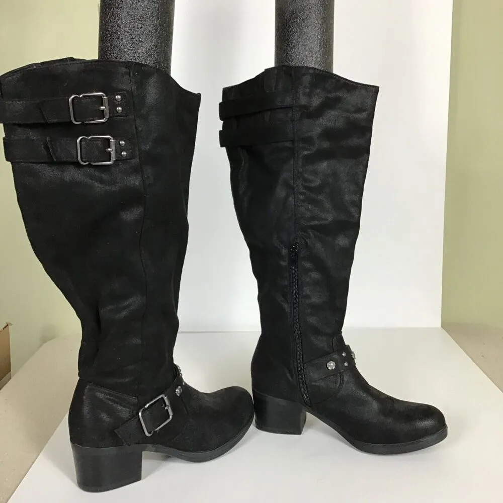 Carlos Santana Women tall boots Sz. 7 Black. EUC Cara Wide calf  Tall biker boot - Image 5