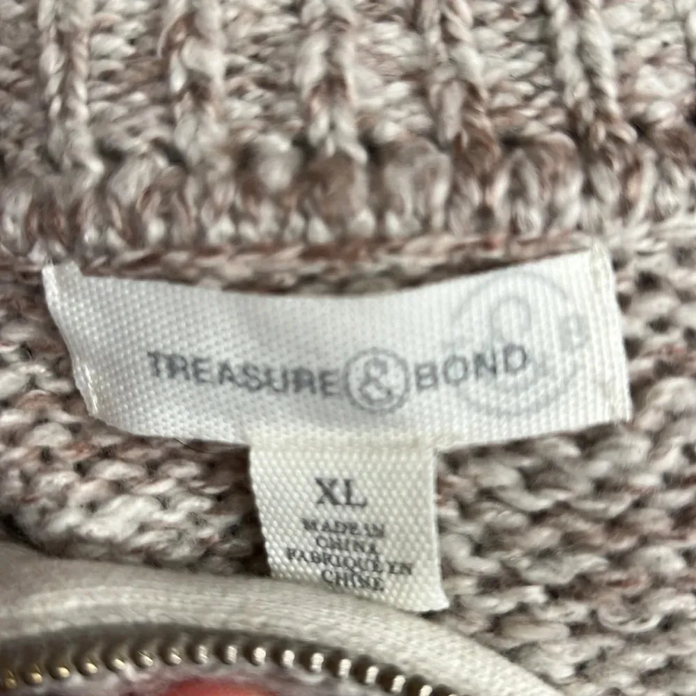 Treasure & Bond Women's Marled Beige Half-Zip Chunky Knit Sweater Size XL - Image 10