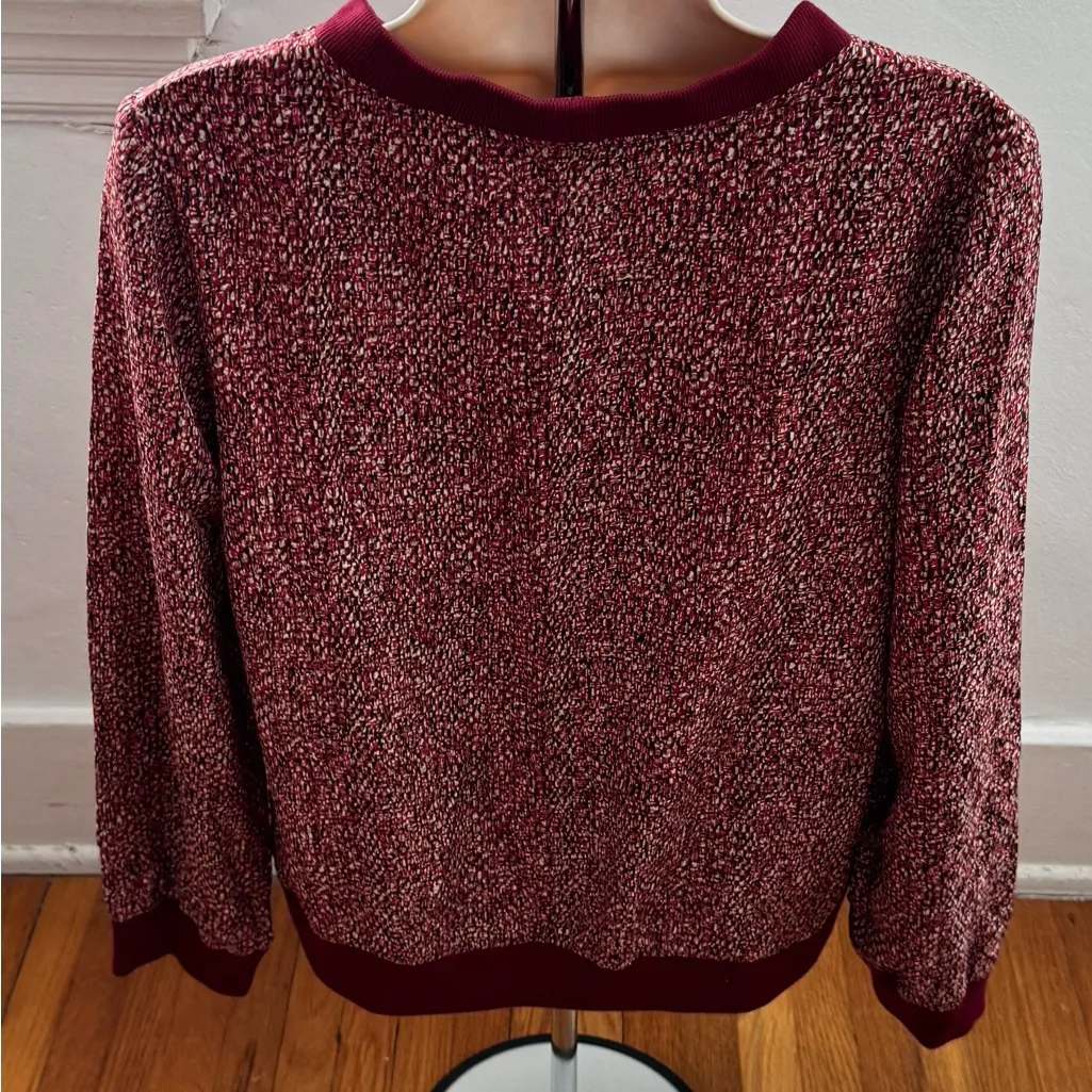 Vanessa Seward Burgundy 100% silk marled long sleeve crewneck Sweater, size 36 Red - Image 2