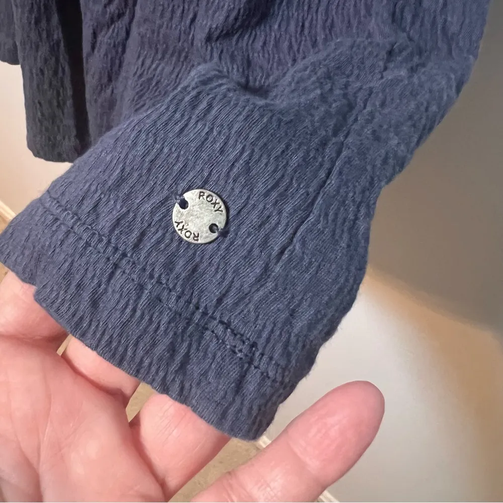 Roxy Off The Shoulder Smocked Mini Dress Size M Navy Blue‎ Cottagecore NEW! - Image 3