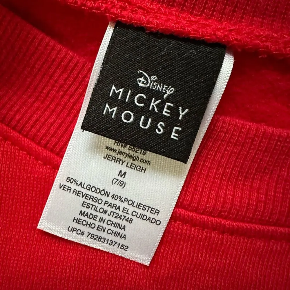 Mickey Mouse Disney Sweatshirt Retro Long Sleeve Red Colorful Medium Split Sides - Image 8
