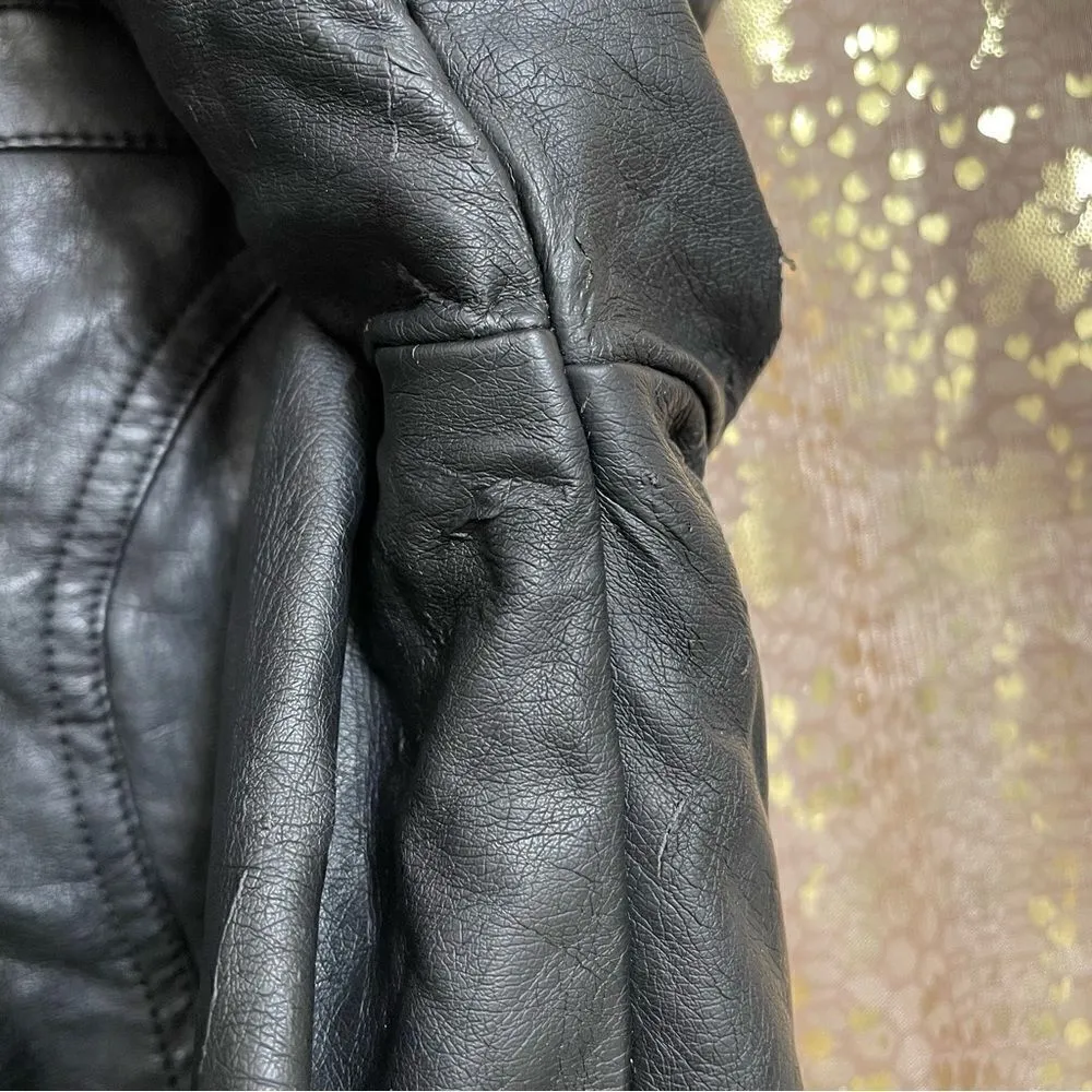 Torrid Black Gray Mixed Media Faux Leather Hooded Moto Jacket, 1X 14/16 - Image 13