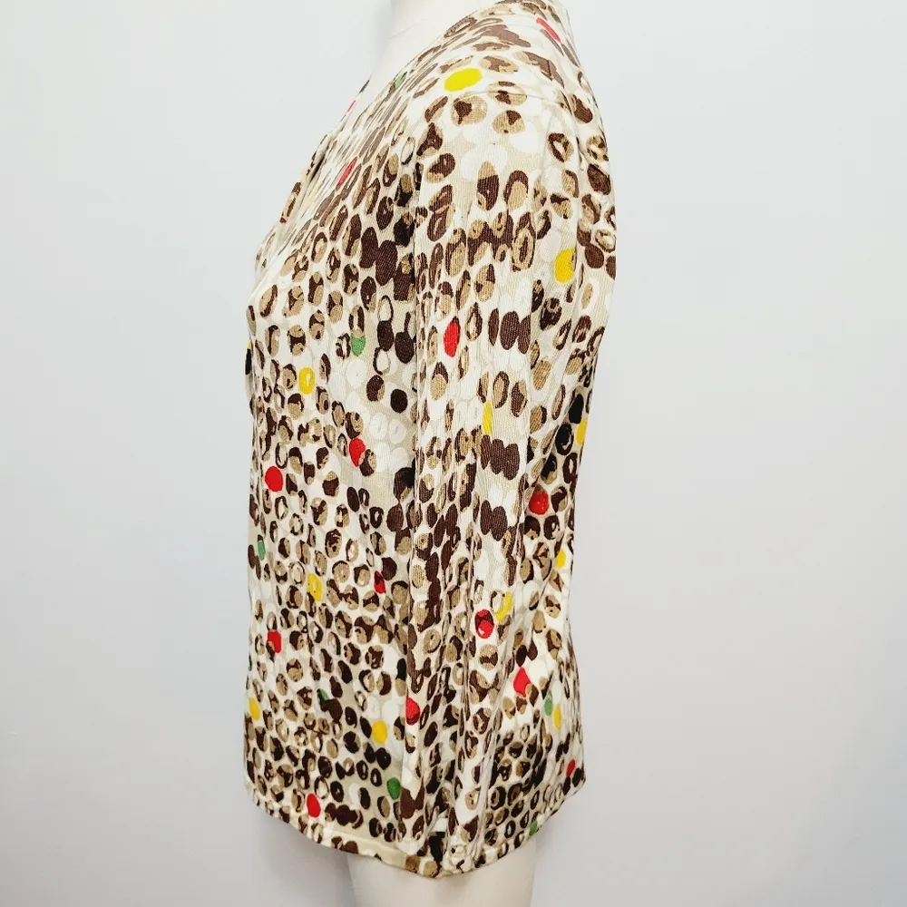 Evan Picone silk blend neutral bubble print cardigan size large - Image 4