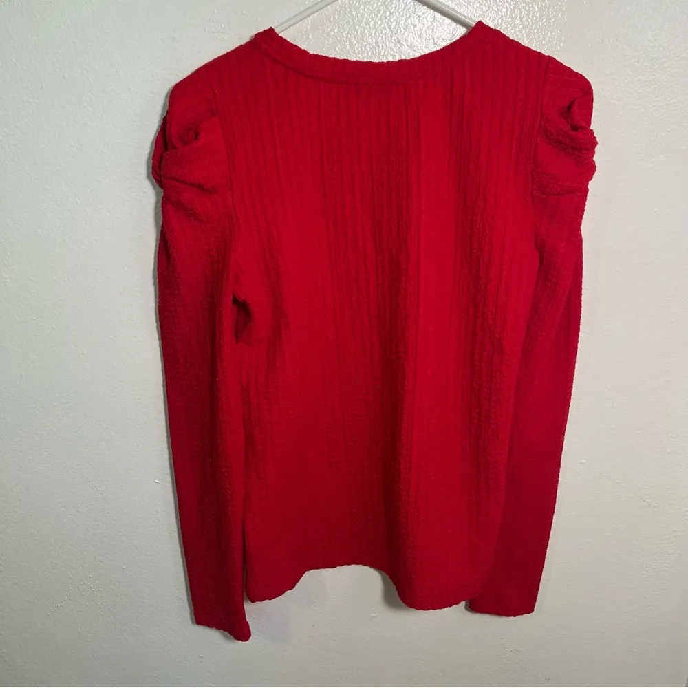 Loft Solid Red Twist Puff Long Sleeve Top S - Image 7