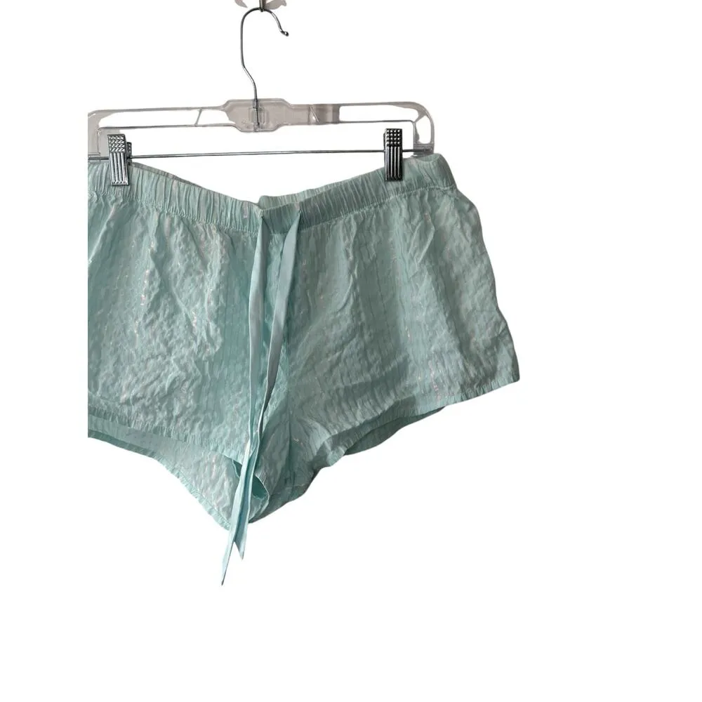 Victoria's Secret Blue & Silver Stripe Cotton Blend Pajama Shorts Women's Large - Image 3