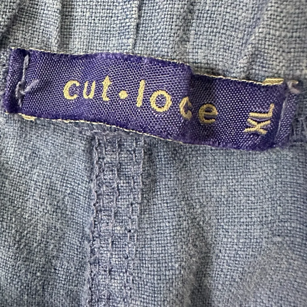 Cut Loose Solid Linen Easy Crop Pants Amalfi Blue 4402349 Size XL LagenLook - Image 4