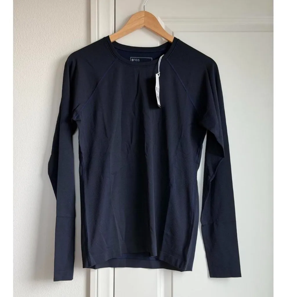 Figs Salta Seamless Longsleeve Underscrub in Navy, Size Large - Image 5