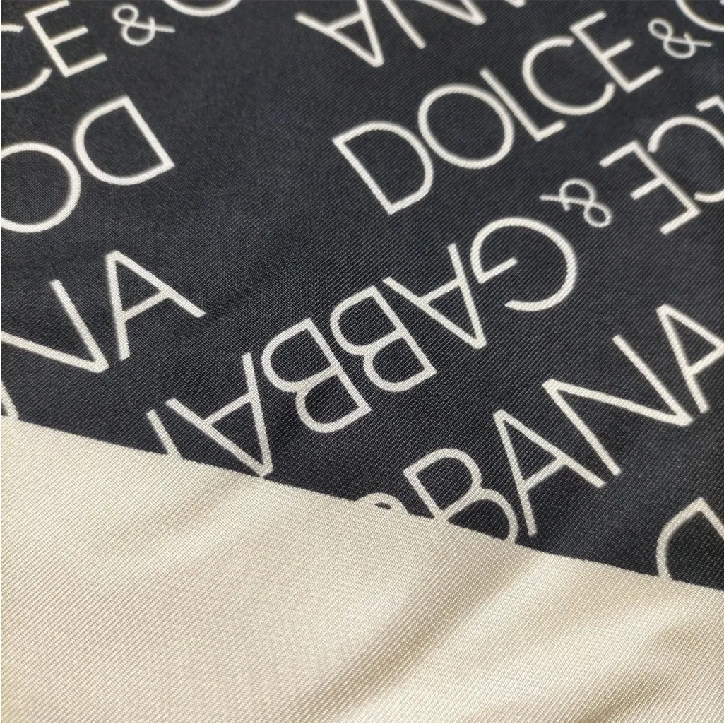 Dolce & Gabbana Black and Off White Square Silk Scarf EUC - Image 3