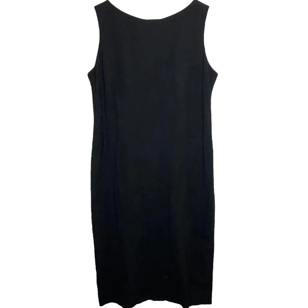 Vintage Lauren Ralph Lauren Wool Shift Dress Sleeveless Round Back Zip Black 12 - Image 2