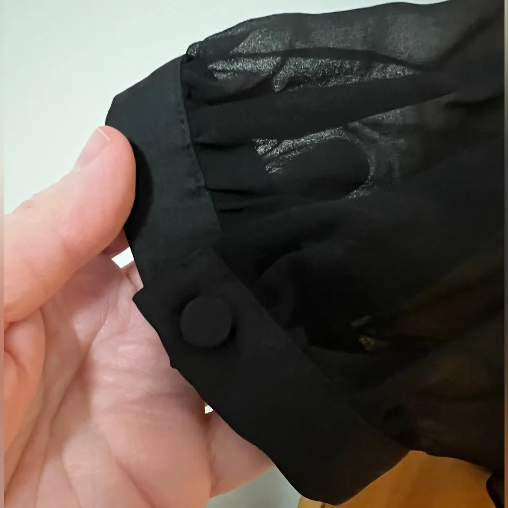 Talbots Sheer Black Sequined Button Front Long Sleeve Blouse Top Party NWT 14W - Image 7