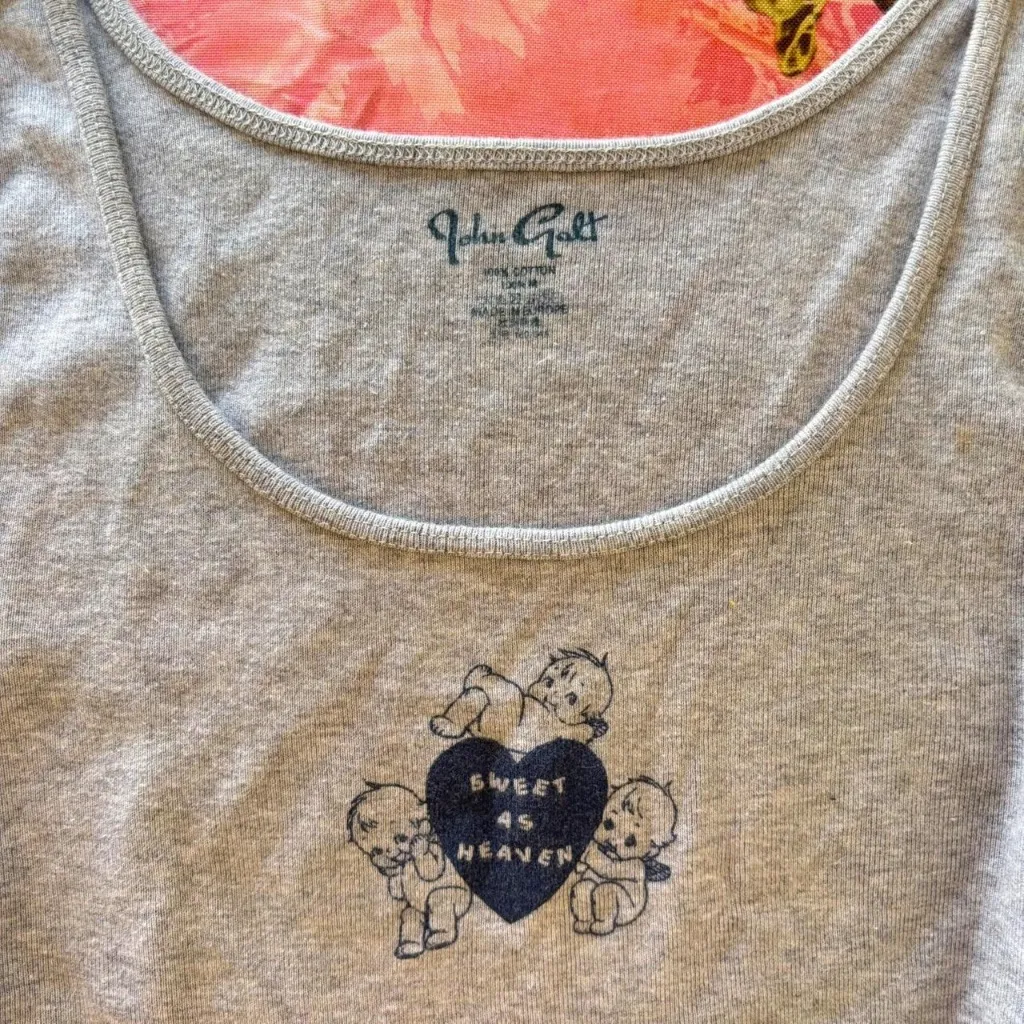 brandy melville sweet as heaven angel baby coquette heart grey cotton tank top - Image 7